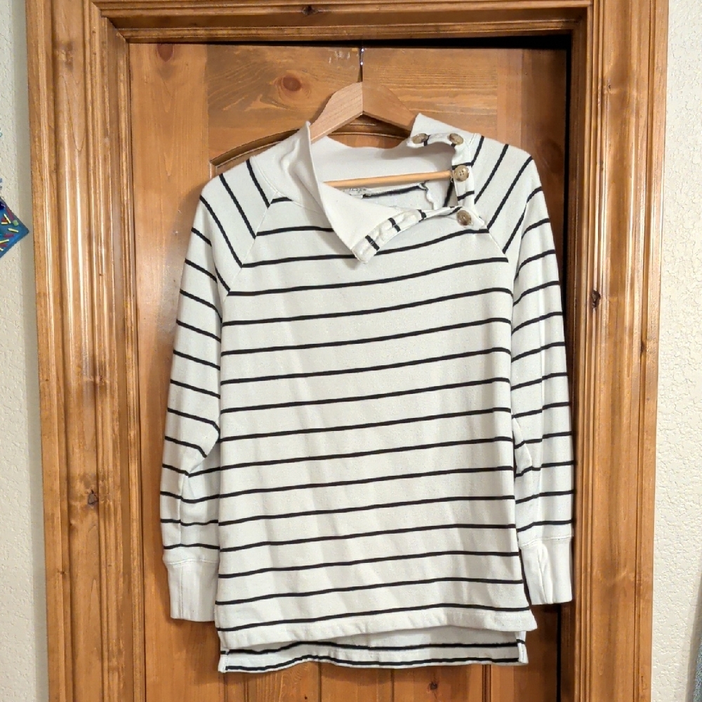 J. Crew Black and White Striped Sweatshirt